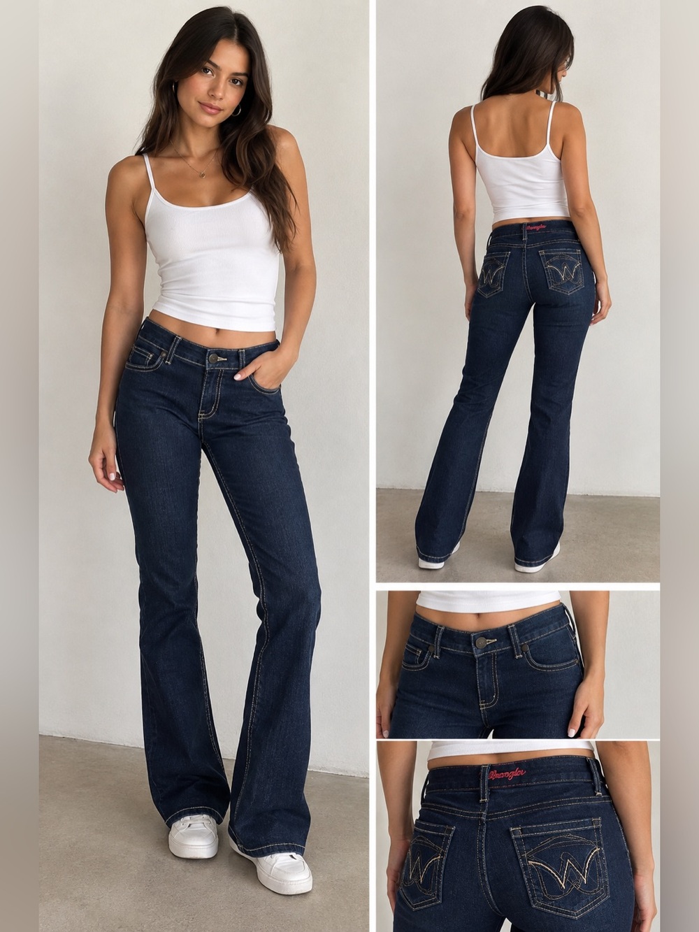 Wrangler women’s boot cut jeans dark blue, pink label series